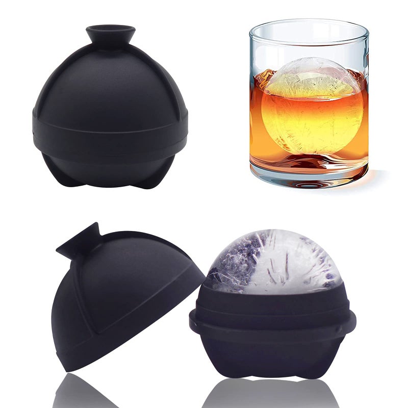 Helpcook Ice Ball Molds, 2 Pack Sphere Molds With Built-in Funnel, Silicone Freezer Press Maker for 2.5 Inch Round Cubes - Whiskey, Cocktails, Bourbon - Image 1